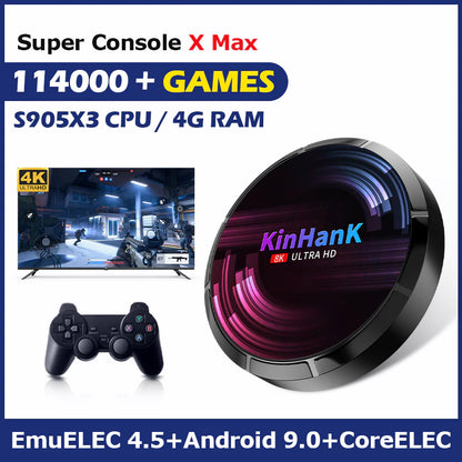 Retro Video Game Console Super Console X Max 4K HD Wifi with 114000 Games for Ps1/Psp/Dc/Sega Saturn/Md/Naomi Game Player TV Box