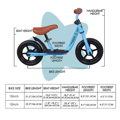 Joystar 10/12 Inch Kids Baby Balance Bike Bicycle Learn to Ride Bike Ride on Toys with Footrest