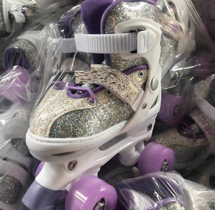 Children'S Full Flash Skates Beginner Practice Double-Row Roller Skates Adjustable Children'S Skates Outdoor Fitness Skates