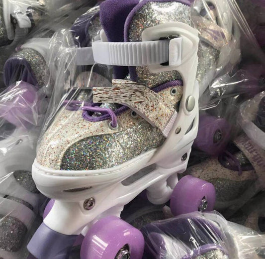 Children'S Full Flash Skates Beginner Practice Double-Row Roller Skates Adjustable Children'S Skates Outdoor Fitness Skates