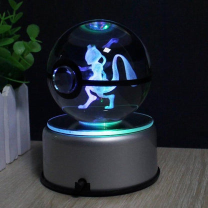 Popullar 80mm 3.15 inch Diameter Crystal Glass Poket Ball with Rotated LED Lamp Base