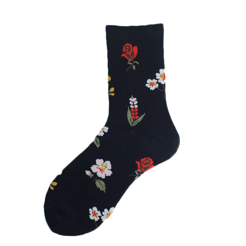 Plant Wind Dandelion Sunflower Flower Cotton Socks Creative Rose Skate Casual Women Streetwear Funny Kawaii Short Happy Socks