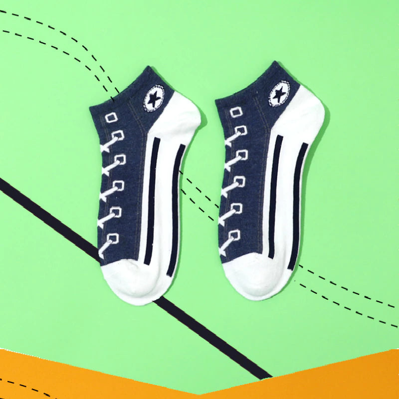 Trend Women Socks Street Skate Shoes Pattern Short Sock for Girls Summer Breathable Fashion Shoelace Ankle Socks Neutral Couple