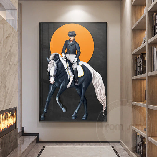 Modern Horse Riding Canvas Painting Posters and Print Nordic Art Wall Rider Pictures for Living Room Bedroom Aisle Home Decor
