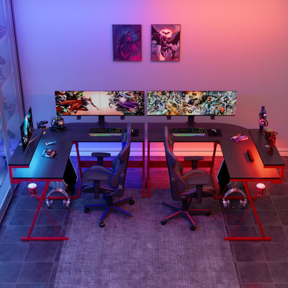 L Shaped With Round Corner Large Monitor Stand Workstation Computer Desk