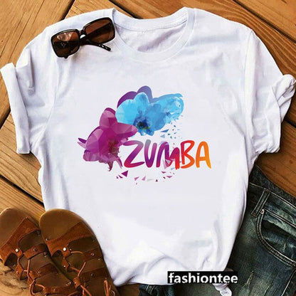 Summer Fashion Zumba Black Tshirt Women'S Clothing Fitness Dance Graphic Tees Shirt Femme Lover Sport Gymnastics T-Shirt Female