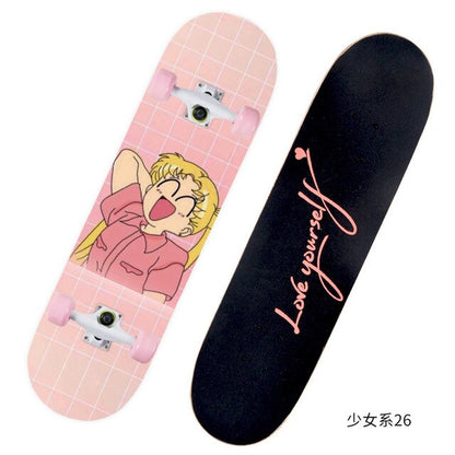 2021 New Pink Series Hot 79*21CM Skateboard Double Vertical Four Wheel Skateboard Skateboard Bamboo Enny Board Long Board Deck