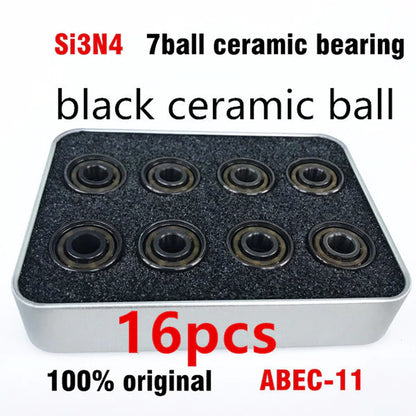 16Pcs Roller Skate Bearings Ceramic BLACK Ball Inline Skates High Speed Bearings Competitional Skateboard Longboard Bearing