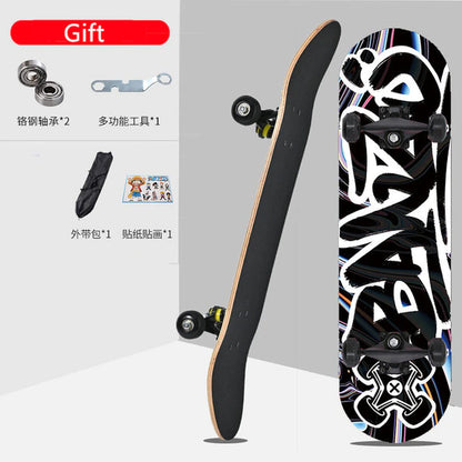 Skateboarders 79Cm/31" Beginner Adult Kids Maple Complete Skate Board Cool Double Rocker Skateboard High Speed Drift Skateboard