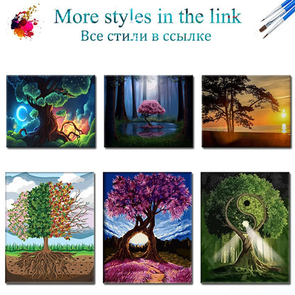 SDOYUNO Four Seasons Tree 60x75cm DIY Framed Painting By Numbers For Adults Room Decoration Home Decor Numbers Painting Gift