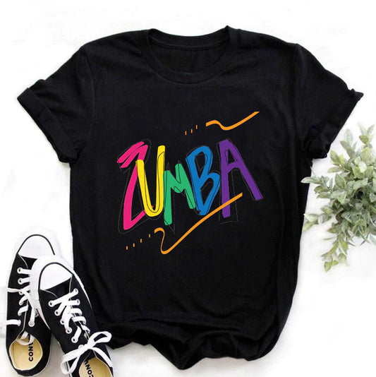 Summer Fashion Zumba Black Tshirt Women'S Clothing Fitness Dance Graphic Tees Shirt Femme Lover Sport Gymnastics T-Shirt Female