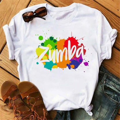 Summer Fashion Zumba Black Tshirt Women'S Clothing Fitness Dance Graphic Tees Shirt Femme Lover Sport Gymnastics T-Shirt Female