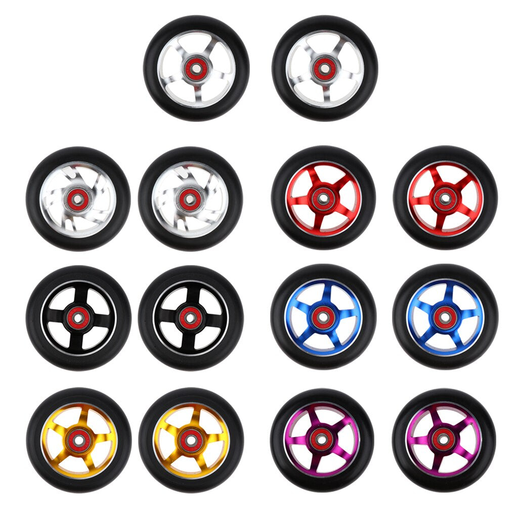 2Pcs/Set Aluminum Alloy 100Mm Pro Stunt Scooter Wheels with Bearing Kick Scooters Scooter Parts Wheels Replacements Accessories