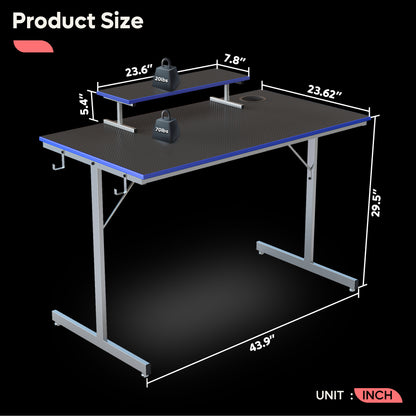 44" Gaming Desk With PC Stand