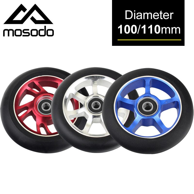 100Mm Scooter Wheels Replacement with Bearings Aluminum Wear-Resistant PU Stunt Scooter Parts Kick Scooter Accessories 2Pcs/Set