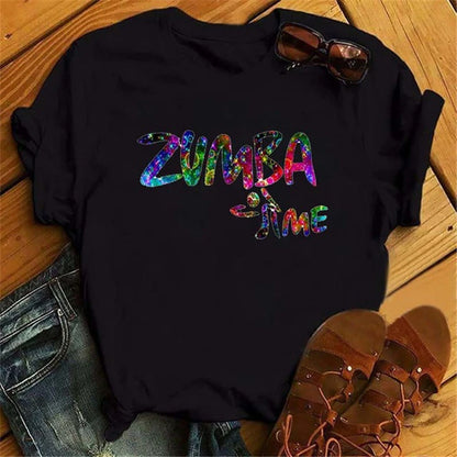 Summer Fashion Zumba Black Tshirt Women'S Clothing Fitness Dance Graphic Tees Shirt Femme Lover Sport Gymnastics T-Shirt Female