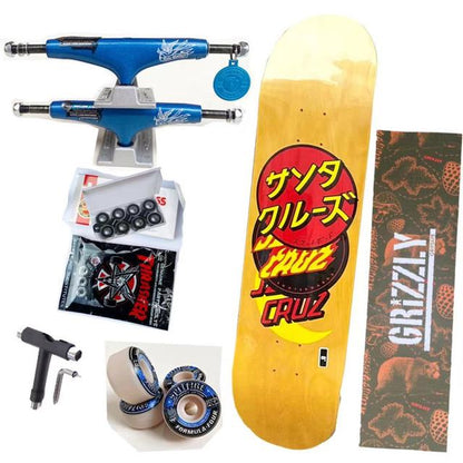 Whole Kit 8Inch Skateboard Santa Cruz Decks Spitfire Skateboard Wheelsthunder Trucks 139 Grizzly Grip Tapes