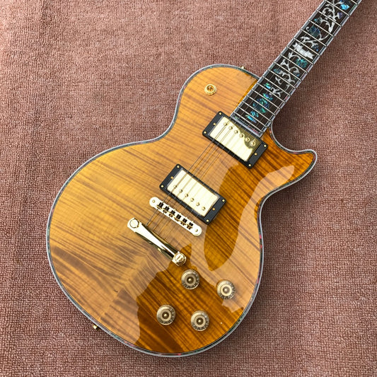 Oem6 String Electric Guitar, Tiger Flame Maple Top, Abalone Flower Inlaid Fingerboard , Free Delivery
