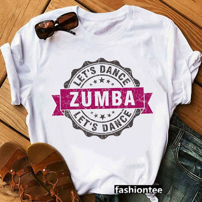 Summer Fashion Zumba Black Tshirt Women'S Clothing Fitness Dance Graphic Tees Shirt Femme Lover Sport Gymnastics T-Shirt Female