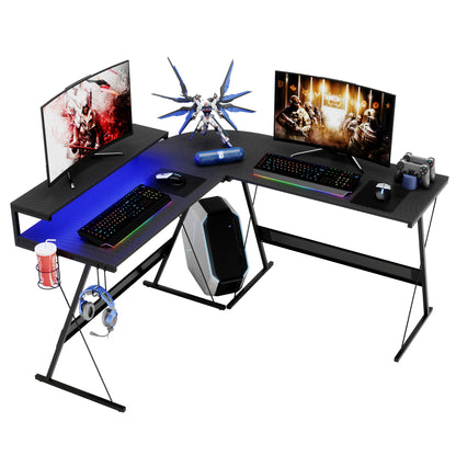 L Shaped With Round Corner Large Monitor Stand Workstation Computer Desk