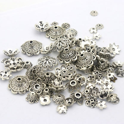 Mixed Tibetan Antique Silver Color Flower Bead End Caps (150pcs)