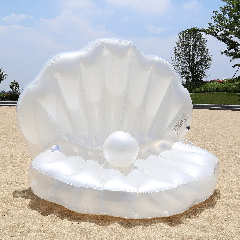 170cm Giant Inflatable Shell Pool Float New Design 2019 Summer Water Air Bed Lounger Clamshell With Pearl Seashell Scallop Board