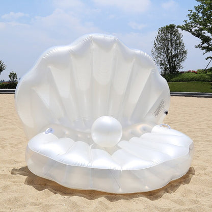 170cm Giant Inflatable Shell Pool Float New Design 2019 Summer Water Air Bed Lounger Clamshell With Pearl Seashell Scallop Board