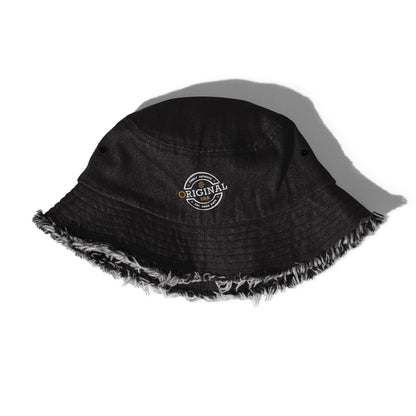Accent Gold Distressed Denim Bucket Hat