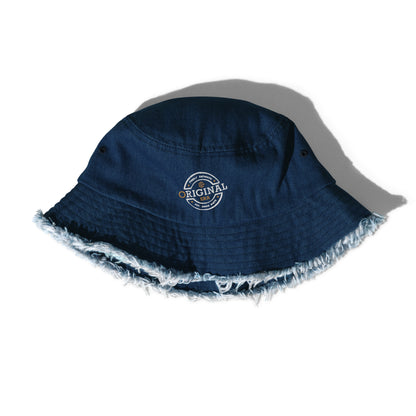 Accent Gold Distressed Denim Bucket Hat