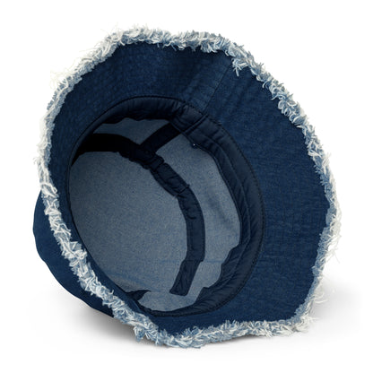 Accent Gold Distressed Denim Bucket Hat