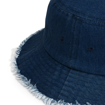 Accent Gold Distressed Denim Bucket Hat
