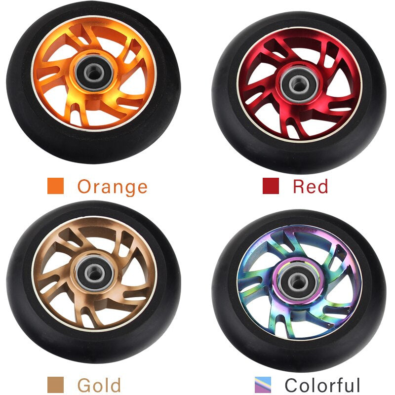 100Mm Scooter Wheels Replacement with Bearings Aluminum Wear-Resistant PU Stunt Scooter Parts Kick Scooter Accessories 2Pcs/Set