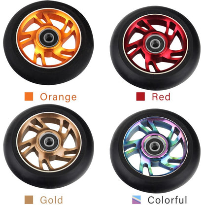 100Mm Scooter Wheels Replacement with Bearings Aluminum Wear-Resistant PU Stunt Scooter Parts Kick Scooter Accessories 2Pcs/Set