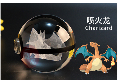 Popullar 80mm 3.15 inch Diameter Crystal Glass Poket Ball with Rotated LED Lamp Base