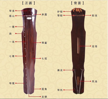 Chinese Guqin Fu Xi Type Lyre Practice Collection of Chinese 7 Strings Ancient Zither Chinese Musical Instruments Zither