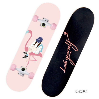 2021 New Pink Series Hot 79*21CM Skateboard Double Vertical Four Wheel Skateboard Skateboard Bamboo Enny Board Long Board Deck