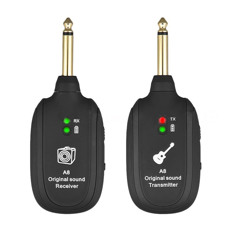 UHF Guitar Wireless System Transmitter Built-in Rechargeable Receiver