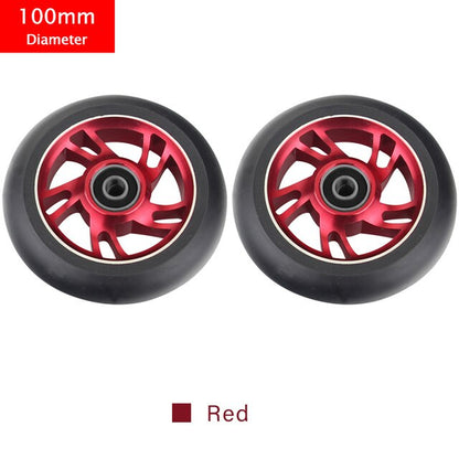 100Mm Scooter Wheels Replacement with Bearings Aluminum Wear-Resistant PU Stunt Scooter Parts Kick Scooter Accessories 2Pcs/Set