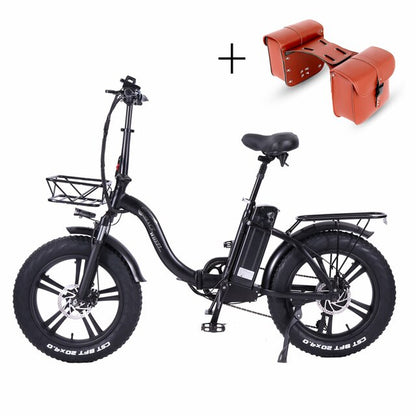 Y20 Folding E-Bike Snow Bike, 750W Motor, 48V 15A/17A Battery, 20 Inch Mountain Bike Fat Bike, Pedal Assist Bike with Basket