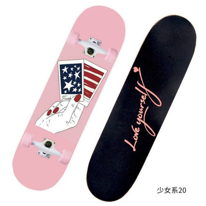 2021 New Pink Series Hot 79*21CM Skateboard Double Vertical Four Wheel Skateboard Skateboard Bamboo Enny Board Long Board Deck