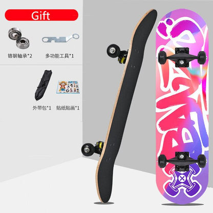 Skateboarders 79Cm/31" Beginner Adult Kids Maple Complete Skate Board Cool Double Rocker Skateboard High Speed Drift Skateboard