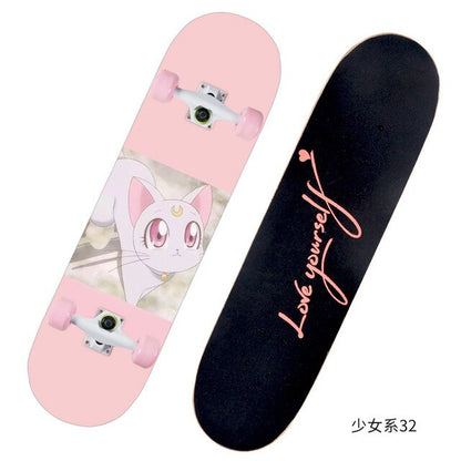 2021 New Pink Series Hot 79*21CM Skateboard Double Vertical Four Wheel Skateboard Skateboard Bamboo Enny Board Long Board Deck