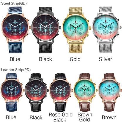 Color Bright Glass Watch Men Top Luxury Brand Chronograph