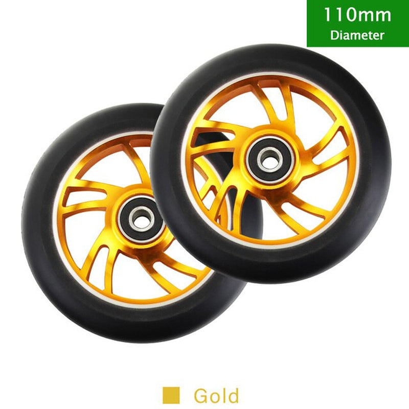 100Mm Scooter Wheels Replacement with Bearings Aluminum Wear-Resistant PU Stunt Scooter Parts Kick Scooter Accessories 2Pcs/Set