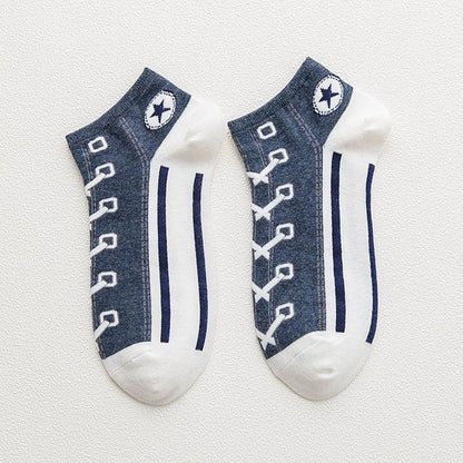Trend Women Socks Street Skate Shoes Pattern Short Sock for Girls Summer Breathable Fashion Shoelace Ankle Socks Neutral Couple