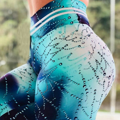 High Waist Designer Crochet Knit Print Push Up Leggings