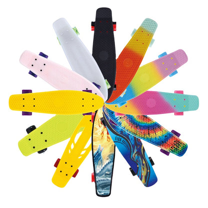Mini 22 Inch Plastic Fish Board Cruiser Skateboard With Big LED Wheel