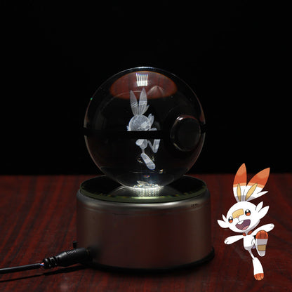 Popullar 80mm 3.15 inch Diameter Crystal Glass Poket Ball with Rotated LED Lamp Base