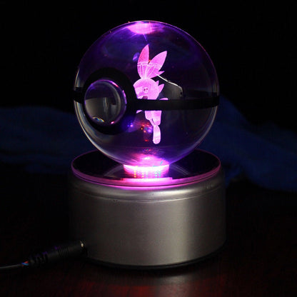 Popullar 80mm 3.15 inch Diameter Crystal Glass Poket Ball with Rotated LED Lamp Base