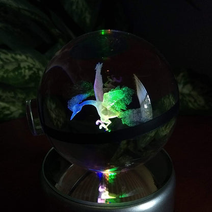 Popullar 80mm 3.15 inch Diameter Crystal Glass Poket Ball with Rotated LED Lamp Base